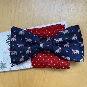 Holiday bow tie and pocket square